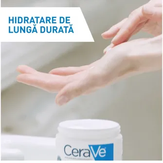 Crema hidratanta pentru fata si corp CeraVe cu ceramide si acid hialuronic, pentru piele uscata si foarte uscata, 340 g