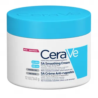 Crema hidratanta si exfolianta pentru corp CeraVe SA cu acid salicilic si acid hialuronic, pentru pielea uscata, aspra, cu rugozitati, 340gr