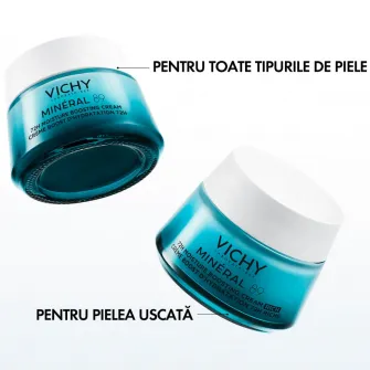 Crema intens hidratanta 72H, Vichy Mineral 89 cu acid hialuronic și niacinamida pentru tenul uscat, 50 ml
