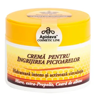 Crema pentru ingrijirea picioarelor Apidava cu miere, propolis si ceara de albine, 50 ml