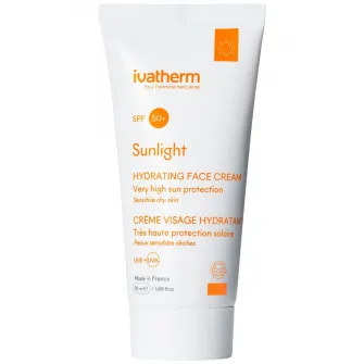 Crema protectie solara pentru fata SPF 50+ Sunlight, Ivatherm, pentru piele sensibila si uscata, 50 ml