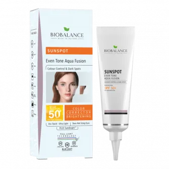 Crema solara SPF 50+ Bio Balance Aqua Fusion, uniformizanta impotriva petelor pigmentare, 40 ml