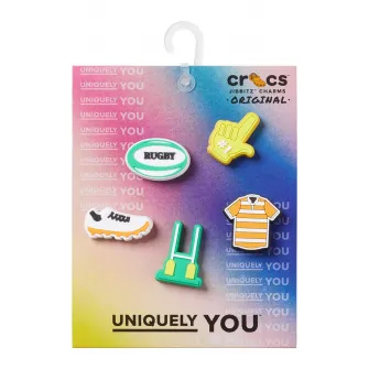 Crocs, Set de talismane de cauciuc pentru saboti Jibbitz - 5 piese, Verde, Alb, Portocaliu