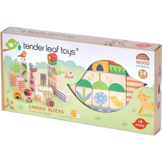 Cuburi din lemn Tender Leaf Toys - Peisaje din gradina, 24 piese