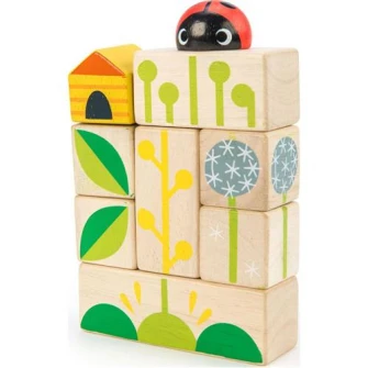 Cuburi din lemn Tender Leaf Toys - Peisaje din gradina, 24 piese