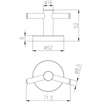 Cuier dublu pentru baie Aquasanit SHELL, zamac cromat, crom lucios, montaj cu dibluri si suruburi