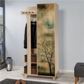 Cuier Kalune Design Swan, PAL, 90x36x194cm, Sonoma/Stejar