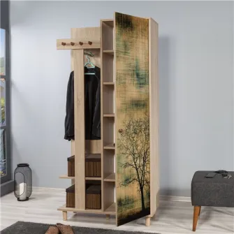 Cuier Kalune Design Swan, PAL, 90x36x194cm, Sonoma/Stejar