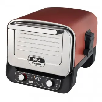Cuptor electric Ninja Woodfire, 8 programe OO101EU, 220-240 V, 13 A, 2400 W, rosu/ gri