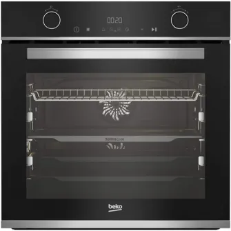 Cuptor incorporabil Beko BBVM13400XDS, Electric, 72 l, Split  Cook, RecycledNet, SteamShine Cleaning, SoftClose door, 3D Cooking, Rafturi telescopice, Clasa A+, Negru + inox