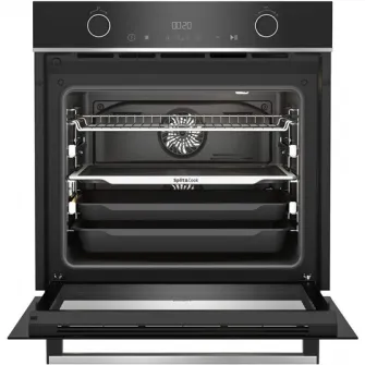Cuptor incorporabil Beko BBVM13400XDS, Electric, 72 l, Split  Cook, RecycledNet, SteamShine Cleaning, SoftClose door, 3D Cooking, Rafturi telescopice, Clasa A+, Negru + inox