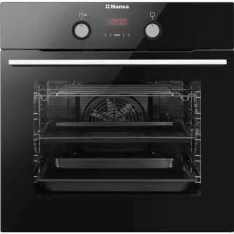 Cuptor incorporabil Hansa BOES68465, Electric, 66 l, Clasa A, Grill, Butoane push up, Display, Sticla neagra
