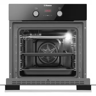 Cuptor incorporabil Hansa BOES68465, Electric, 66 l, Clasa A, Grill, Butoane push up, Display, Sticla neagra