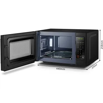 Cuptor microunde Toshiba MM-EM20PBK, 20 l, 800 W, Control Digital, Timer, Afisare ceas, iluminare LED, Functie blocare copii, Negru