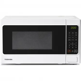 Cuptor microunde Toshiba MM-EM20PWH, 20 l, 800 W, Control Digital, Timer, Afisare ceas, iluminare LED, Functie blocare copii, Alb