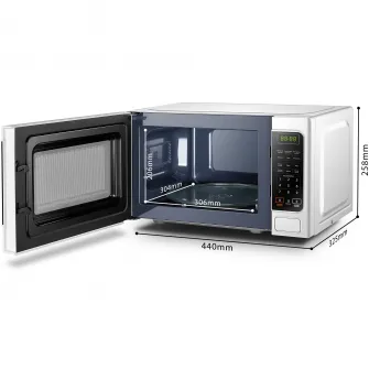 Cuptor microunde Toshiba MM-EM20PWH, 20 l, 800 W, Control Digital, Timer, Afisare ceas, iluminare LED, Functie blocare copii, Alb
