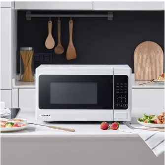 Cuptor microunde Toshiba MM-EM20PWH, 20 l, 800 W, Control Digital, Timer, Afisare ceas, iluminare LED, Functie blocare copii, Alb