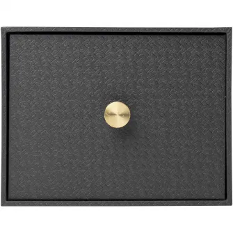 Cutie cu 1 sertar pentru fotografii Exacompta OfficeByMe, carton 3mm, Buton auriu, livrat cu 4 separatoare, Certificare FSC, 17,7x14x13,5 cm, Negru
