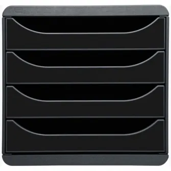 Cutie organizare Exacompta Big-Box Glossy, 4 sertare negru lucios, PS reciclat, Eticheta Blue-Angel, A4 +, Negru