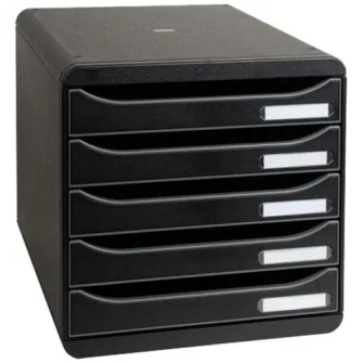 Cutie organizare Exacompta Big-Box Plus ECOBlack, 5 sertare, PS reciclat, Eticheta Blue-Angel, A4+, Negru