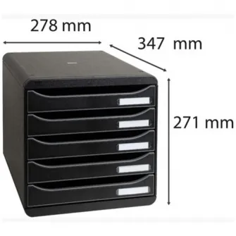 Cutie organizare Exacompta Big-Box Plus ECOBlack, 5 sertare, PS reciclat, Eticheta Blue-Angel, A4+, Negru