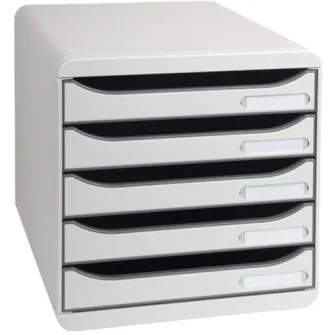 Cutie organizare Exacompta Big-Box Plus Office, 5 sertare, PS reciclat, A4+, Gri deschis