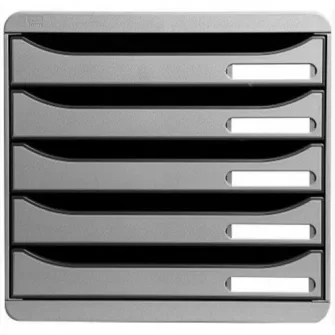 Cutie organizare Exacompta Big-Box Plus Office, 5 sertare, PS reciclat, A4+, Gri deschis