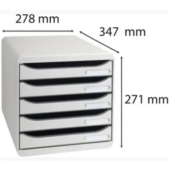 Cutie organizare Exacompta Big-Box Plus Office, 5 sertare, PS reciclat, A4+, Gri deschis
