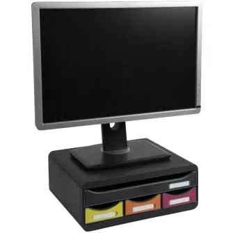 Cutie organizare Exacompta Toolbox Iderama, 4 sertare in culori asortate, PS, Certificat Blue-Angel, 270x355x135mm, Negru