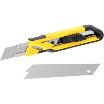 Cutter bimaterial cu auto-blocare, Stanley, 18mm, otel/plastic, galben/negru