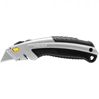 Cutter cu lama retractabila Stanley 0-10-788, schimbare rapida si fara unelte a lamei, buton de schimbare, pentru schimbari de lama fara probleme, precizie in taiere, cu buton, pentru schimbari de lama fara effort