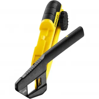 Cutter Stanley 18 mm STHT10500-0, Quick Snap, cu rotita blocare, bimaterial - mecanism de rupere rapida, lama ascutita permanent, usoara utilizare cu o mana
