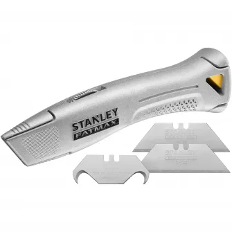 Cutter Stanley FatMax FMHT10501-0, pentru taieturi grele, ideal pentru montaj mocheta si mai mult, suport lama din otel intarit, rezistent la uzura intensa zilnica, argintiu