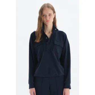 DAGI, Bluza sport lejera cu buzunare aplicate, Albastru marin, M