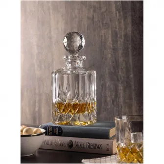 Decantor whisky Bohemia Brixton, cristal 24% PbO, 800 ml, 24.5 x 10 x 10 cm, 2.3 kg
