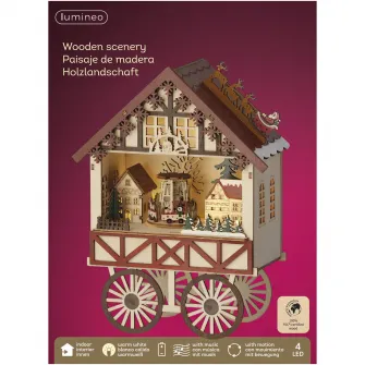 Decoratiune cu LED Christmas Booth Lumineo, 20.5x10.3xH27.5 cm, 4 LED, lemn