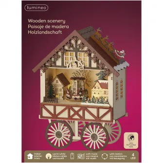 Decoratiune cu LED Christmas Booth Lumineo, 20.5x10.3xH27.5 cm, 4 LED, lemn