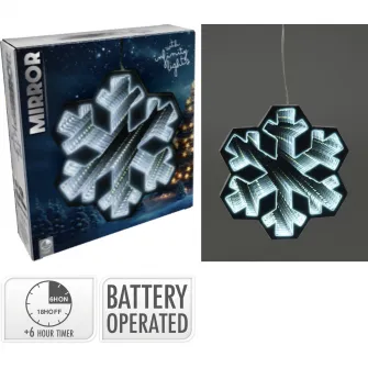 Decoratiune cu Led Snowflake Infinity Mirror, 20x16x1.2 cm