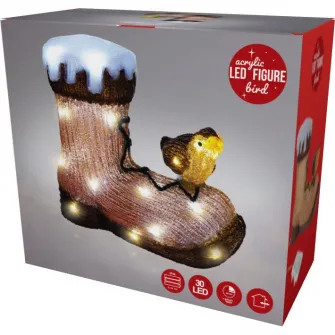Decoratiune luminoasa Birds on Boots, 30 LED-uri alb, inaltime 28 cm, 31x13 cm, protectie IP44
