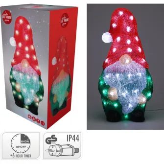 Decoratiune luminoasa Gnom, 50 LED-uri alb, inaltime 44.5 cm, 22x17 cm, protectie IP44