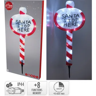 Decoratiune luminoasa Santa Stop Here, 40 LED-uri multicolor, inaltime 105 cm, protectie IP 44