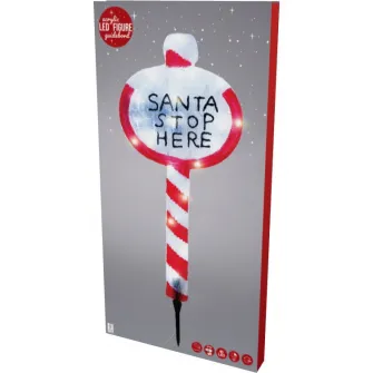 Decoratiune luminoasa Santa Stop Here, 40 LED-uri multicolor, inaltime 105 cm, protectie IP 44