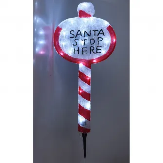Decoratiune luminoasa Santa Stop Here, 40 LED-uri multicolor, inaltime 105 cm, protectie IP 44