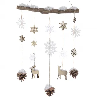Decoratiune Snowflakes Decoris, 35x5xH75 cm, lemn