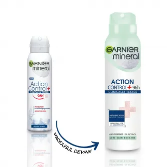 Deodorant antiperspirant spray Garnier Mineral Action Control Clinically Tested pentru femei, 150 ml