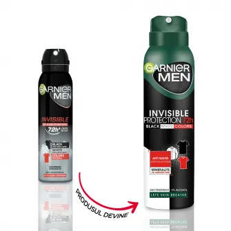 Deodorant antiperspirant spray Garnier Mineral Invisible pentru barbati, 150 ml