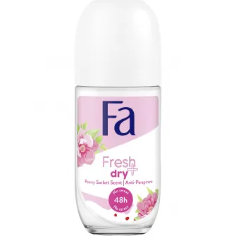 Deodorant roll-on anti-perspirant Fa Fresh  Dry cu parfum de bujori, Femei, 50 ml