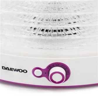 Deshidrator de alimente Daewoo DD450W, 500 W, 5 tavi, 35-70°C, Ventilator integrat, Alb/Violet