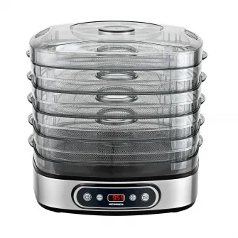 Deshidrator de alimente Heinner FreshDehydrate HFD-K380SSBK, 320-380W, 5 tavi inox, control electronic, display LED, timer, interval 35-70°C