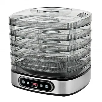 Deshidrator de alimente Heinner FreshDehydrate HFD-K380SSBK, 320-380W, 5 tavi inox, control electronic, display LED, timer, interval 35-70°C